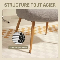 HOMCOM Fauteuil salon, fauteuil d'appoint rembourré en tissu bouclette avec haut dossier et accoudoirs, 71x74x97,5cm, gris(m-5)