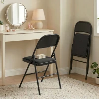 HOMCOM Lot de 2 chaises pliantes chaises de salle à manger portables cadre en acier dim. 45l x 46P x 78H cm noir(m-8)