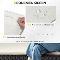 Outsunny 4-delig Tuinmeubelset Tuinzitgroep Tuinset, weerbestendig, inclusief kussens, Zwart + Wit(m-5)