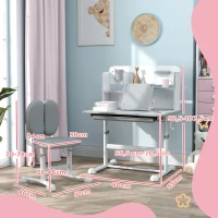AIYAPLAY Conjunto de Secretária e Cadeira para Crianças Secretária Infantil Altura Ajustável 80x55x107,5 cm Cinza(m-3)