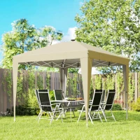 Outsunny Tonnelle de jardin 3 x 3 m avec éclairage pop up tente pliante réglable en hauteur télécommande sac de transport crème(m-2)