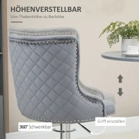 HOMCOM Barkrukken set van 2, verstelbare draaibare krukken met voetensteun, staal, grijs, 49 x 60 x 102-123 cm(m-5)