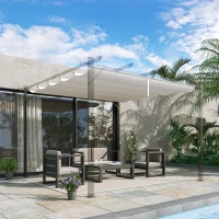 Outsunny Toile de toit pour pergola tonnelle rétractable de 3 x 3 m - toile uniquement 250 x 255 cm crème(m-2)