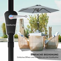 Outsunny Parasol de jardin Parasol droit hexagonal inclinable Ø 2,3 x 2,16H m métal polyester haute densité gris(m-4)