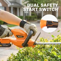 Outsunny Taille-Haies Électrique 100 W, Lame 51 cm, Batterie 2,0 Ah et Chargeur, Orange(m-8)