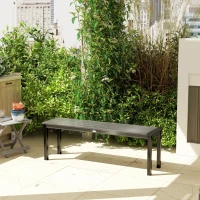 Outsunny Banc de Jardin 2 Places, Banc d'Extérieur avec Assise à Lattes Effet Bois et Cadre en Acier pour Patio, Parc, Gris(m-2)