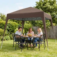 Outsunny Tonnelle Barnum de Jardin Pop-up Pliant 2,4 x 2,4 m Acier Polyester Sac de Transport Chocolat(m-10)