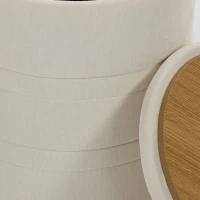 HOMCOM Pufe de Arrumação em Chenille com Tampa, Banqueta Redonda para Sala e Quarto, Bege(m-9)