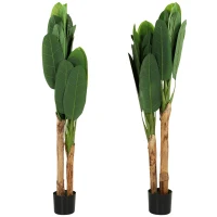 HOMCOM Lot de 2 plantes artificielles intérieurs 150 cm bananiers en pot décoration pour maison, bureau, salon, chambre(m-11)