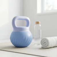 SPORTNOW Kettlebell 8 kg, Haltère avec Poignée Ergonomique Antidérapante, Haltère à Boule, Musculation, Entraînement, Bleu(m-2)