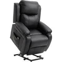 HOMCOM Fauteuil releveur électrique fauteuil relax électrique avec repose-pied télécommande et 2 pochettes 76x90x105cm noir(m-1)