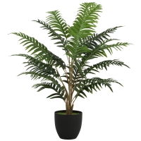 HOMCOM Plante artificielle intérieure 90 cm fougère arbre artificiel en pot avec branches flexibles, intérieure et extérieure