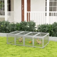 PawHut Kleintierstall, Kleintiergehege, Freigehege, Kleintierkäfig mit Tür, Meerschweinchenstall, Freilaufgehege, Kleintierhaus aus Tannenholz, 181 x 100 x 48 cm, Grau(m-10)
