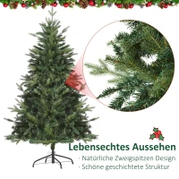 HOMCOM kerstboom 1,5 m dennenboom kunstspar 946 takken metalen voet PVC wit(m-7)
