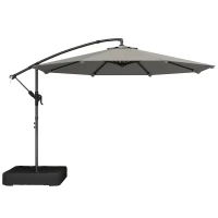 Outsunny Parasol Déporté de Jardin 3 m avec Base Croisée, Sac de Sable, Parasol Banane Rotatif 360°, Gris(m-1)