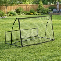 SPORTNOW Filet de Rebond Football Portable 2-en-1, Double Face, avec Sac de Transport et Piquets de Sol, 200x94x122/52cm, Noir(m-2)