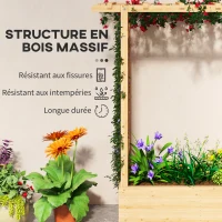 Outsunny Jardinière surélevée avec treillis latéral et supérieur, bac à fleurs trous de drainage, 110x44x113cm, bois naturel(m-7)