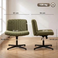 HOMCOM Teddy Fleece Criss Cross Legged Desk Chair, Armless Office Chair No Wheels, Green(m-3)