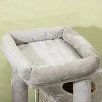 PawHut kattenboom met kattengrot, kattenbed en speelbal, 60 cm x 40 cm x 91 cm, lichtgrijs+naturel(m-7)