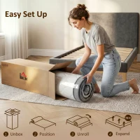 HOMCOM Matelas 90 x 190 cm, 20cm d'épaisseur, matelas à ressorts ensachés 7 zones mousse à mémoire forme au gel rafraîchissant(m-8)