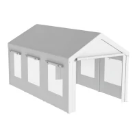 Outsunny Abri de Voiture Tente de Garage Protection UV30+ Hauteur Réglable 6 Fenêtres et Moustiquaire 3x6m Blanc(m-12)
