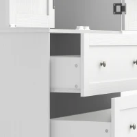 HOMCOM Buffet haut cuisine, armoire de cuisine 2 portes, 2 tiroirs, 6 porte-racks, étagères réglables, 80x39,5x184,5cm, blanc(m-12)