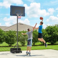 SPORTNOW Panier de Basketball sur Pieds avec Hauteur Réglable de 1,35 à 3,05 m avec Roues, Base de Lestage et Sac de Sable, Bleu(m-10)