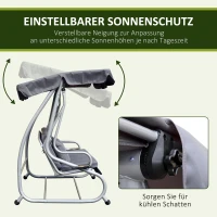 Outsunny Hollywoodschommel 3-zitter tuinschommel met dak ligfunctie staal 2 kleuren(m-4)