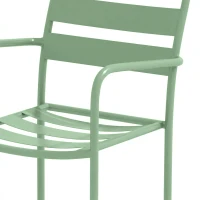 Outsunny Ensemble bistrot de jardin 3 pièces - table basse en verre trempé et 2 chaises à lattes, cadre en acier galvanisé, vert(m-11)