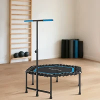 SPORTNOW Trampoline de fitness 114 cm, cordes élastiques, poignée réglable 3 positions, trampoline d'exercice silencieux, bleu(m-2)