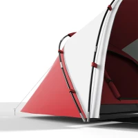 Outsunny Tente de camping familiale 4 personnes tente dôme étanche légère, ventilée 2 cabines fenêtre grande porte gris rouge(m-11)