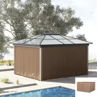 Outsunny 4 Paredes Laterais para Tenda 302x205 cm Laterais para Tenda Universal com Ganchos e Argola em C para Jardim Terraço Marrom(m-10)
