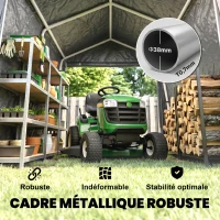 Outsunny Abri de jardin tente de stockage 2 portes zippées cadre métallique 280 x 240 x 240 cm gris foncé(m-4)