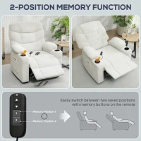 HOMCOM Fauteuil relax électrique, fauteuil inclinable, port USB, repose-pieds, porte-gobelets, 94 x 90 x 105 cm, crème(m-8)