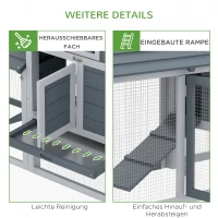 Pawhut krielkippenhok met nestkast pluimveehuis grijs(m-7)