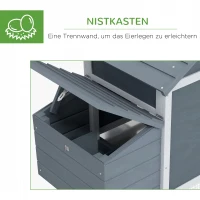Pawhut krielkippenhok met nestkast pluimveehuis grijs(m-6)
