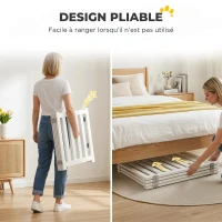 PawHut Barrière de Sécurité Chien Pliable Double Face en Bois, 4 Panneaux avec Porte, Pieds de Support, 205 x 60 cm, Blanc(m-6)