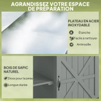Outsunny Desserte jardin chariot de barbecue sur roulettes avec plateau en acier inoxydable 107x49,5x92,5cm gris(m-4)