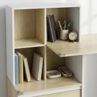 HOMCOM Bureau d'ordinateur avec bibliothèque 4 compartiments et tiroir verrouillable, 126 x 50 x 109 cm, chêne et blanc(m-12)