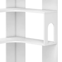 HOMCOM Bibliothèque d'angle, étagère de rangement à 6 niveaux avec panneaux latéraux arqués, 60 x 60 x 165,5 cm, blanc(m-10)