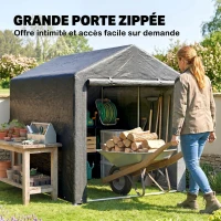 Outsunny Abri de jardin tente de stockage portable abri de vélo garage pour extérieur avec cadre en acier galvanisé grande porte(m-6)