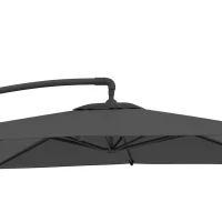 Outsunny Parasol déporté parasol de jardin extérieur Toile ajustable 8 baleines base en croix manivelle, 2,5 x 2,5 m, gris foncé(m-12)