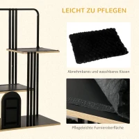 PawHut krabpaal, industrieel ontwerp, 2 platformen, 2 kussens, kraswand, stalen frame, zwart, 85 x 48 x 128 cm(m-5)