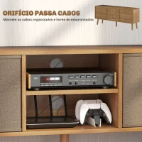HOMCOM Móvel de TV para Televisores de até 50 Polegadas com 2 Gavetas de Tecido 2 Prateleiras Abertas 110x29x46,5 cm Madeira e Castanho Claro(m-6)