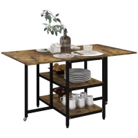 HOMCOM Opvouwbare eettafel, industriële stijl, 140 cm x 80 cm x 75 cm, bruin + zwart(m-11)
