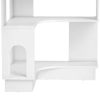 HOMCOM Bibliothèque d'angle, étagère de rangement à 6 niveaux avec panneaux latéraux arqués, 60 x 60 x 165,5 cm, blanc(m-11)