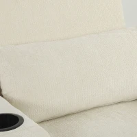 HOMCOM Canapé convertible 2 places 3 en 1, canapé-lit clic clac en chenille avec dossier réglable, porte-gobelets, beige(m-11)