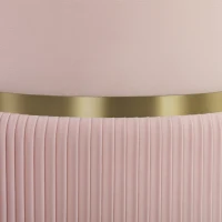 HOMCOM Pouf tabouret repose-pied coffre de rangement en velours côtelé 36 x 36 x 44 cm pour salon chambre rose(m-11)