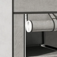 HOMCOM Armoire de rangement penderie en tissu pliable avec barre de suspension et étagères, 150 x 43 x 162,5 cm, gris clair(m-10)