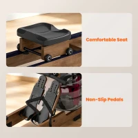 SPORTNOW Rameur à Eau Rameur Appartement Pliable Double Rail Aluminium Capacité 158kg Connexion Bluetooth 182x42x67cm Chêne(m-8)